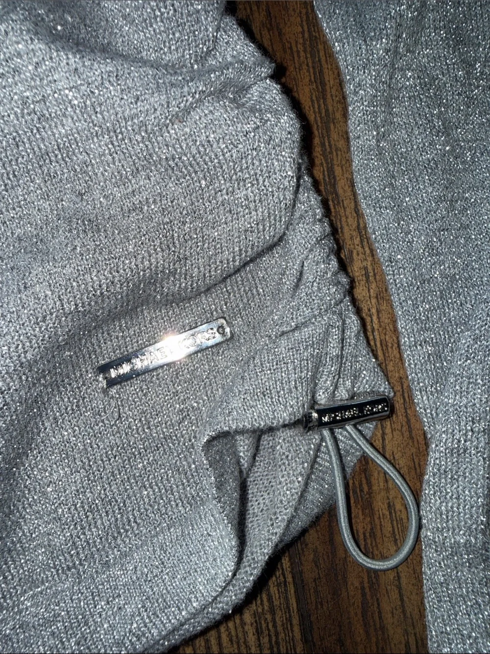 Michael Kors Shimmery Light Gray Silver Cowl Neck Sweater